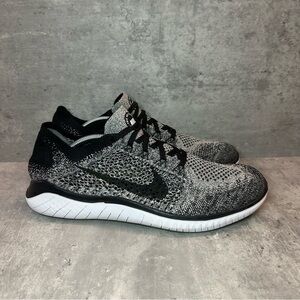 Nike Free Run Flyknit Running Shoes Womens sz 8 - black/grey